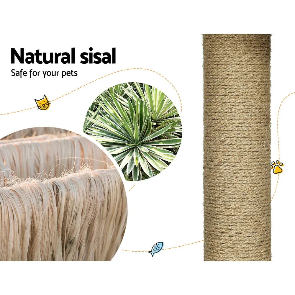 138cm Modern Rattan Cat Tower Scratching Post Condo