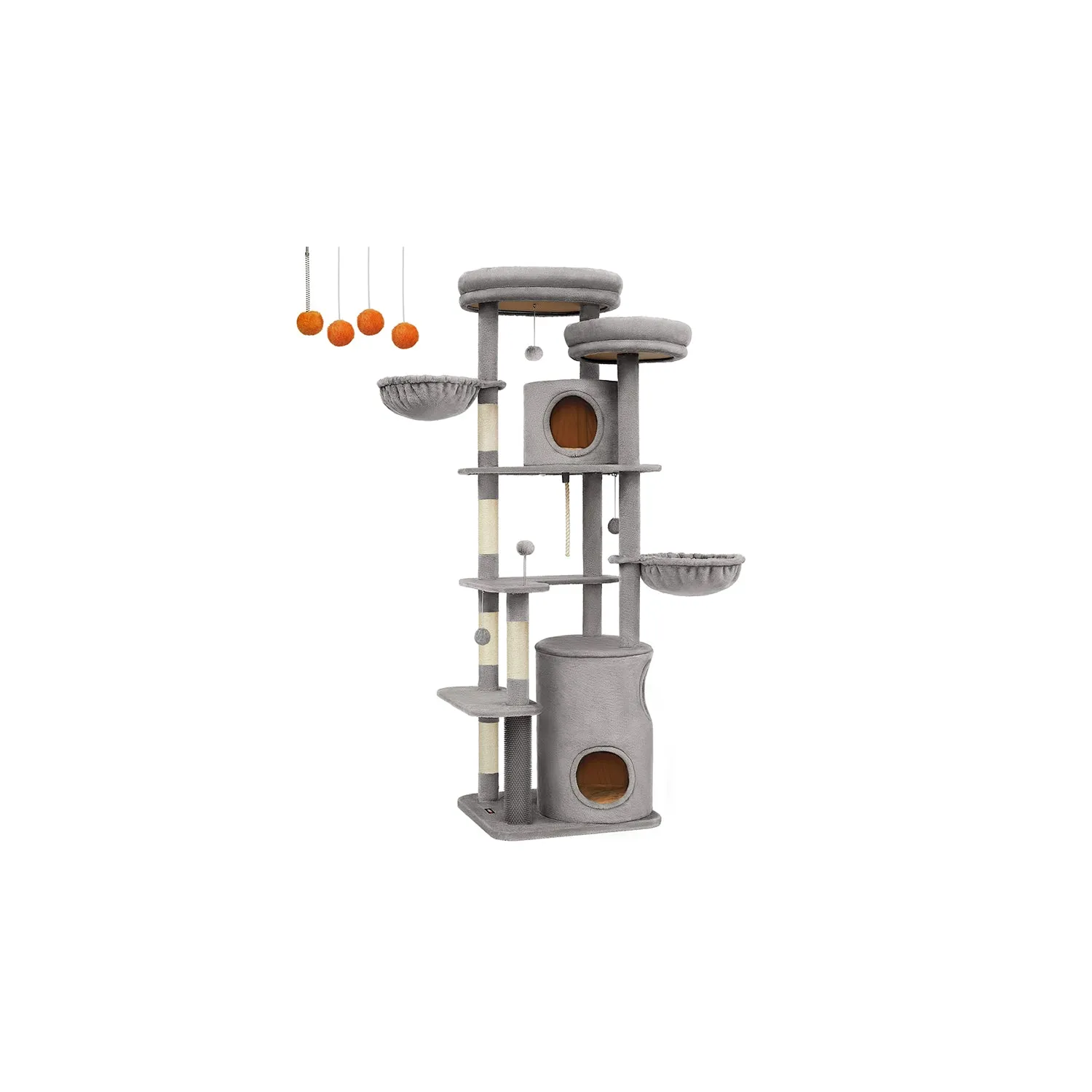 196 cm Tall Cat Tower with 2 Perches