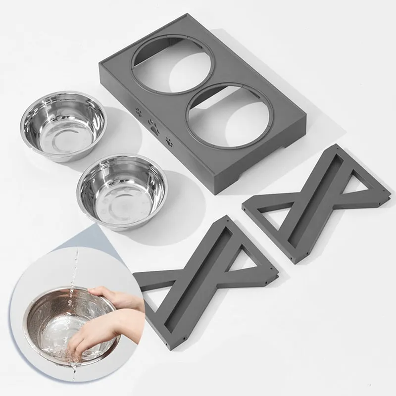 Adjustable Pet Double Food Bowl