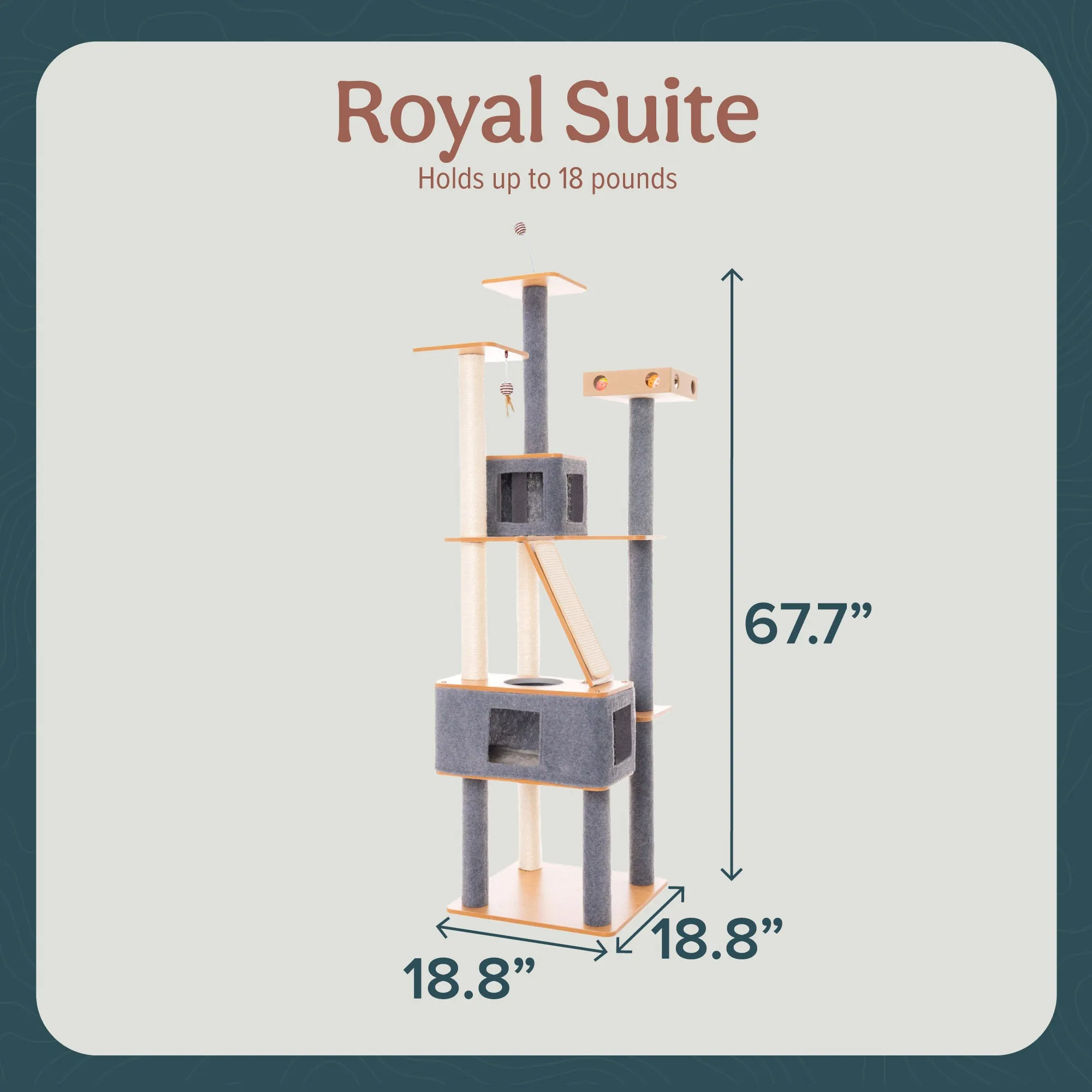 Ascentials by FurHaven Royal Suite Cat Tower (68”), Multi-Level Indoor Cat Tree