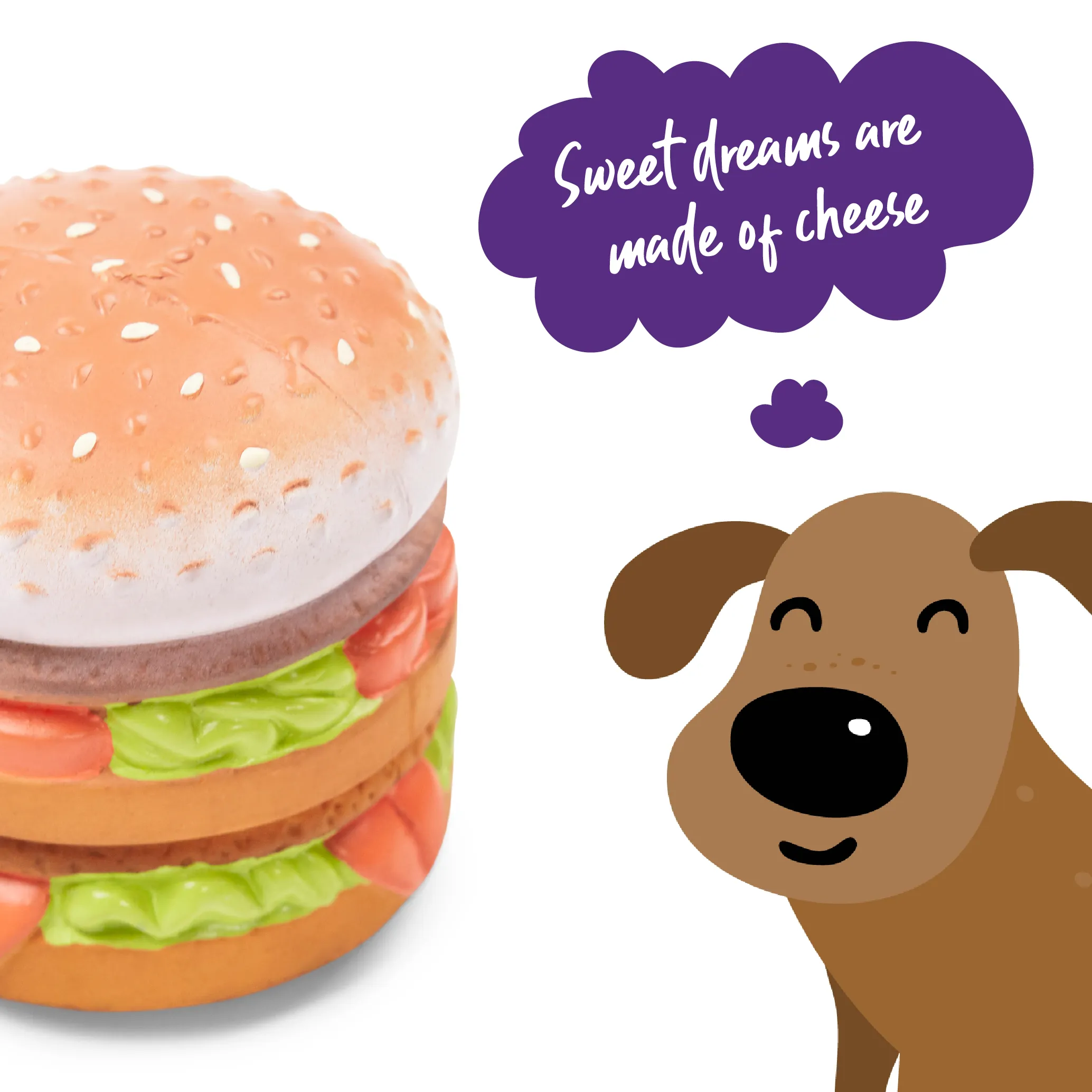 Beefy Burger Squeaky Dog Toy