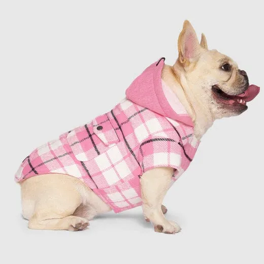 Canada Pooch Shacket Plaid Dog Coat with Hood