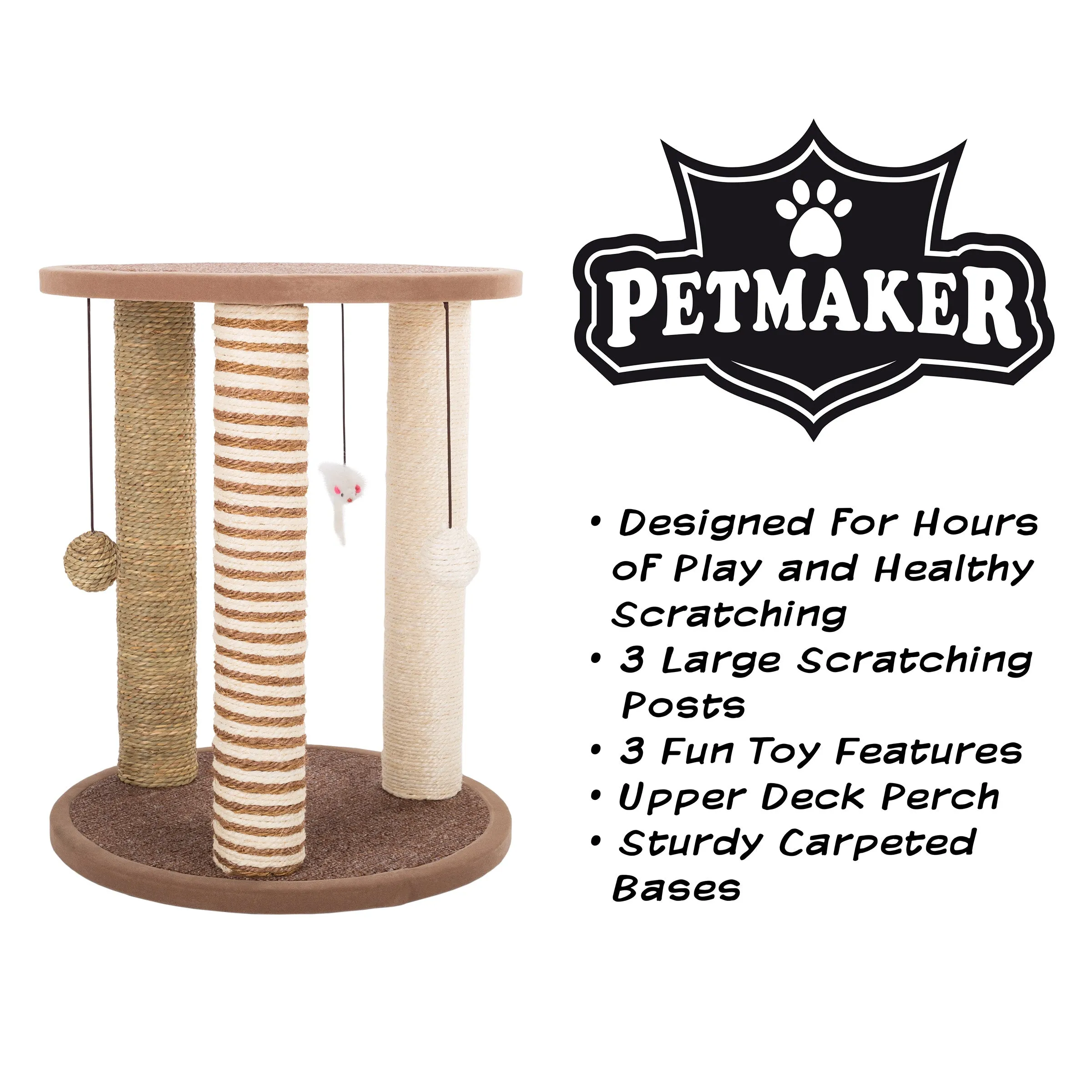 Cat Scratching Post Tower with 3 Posts