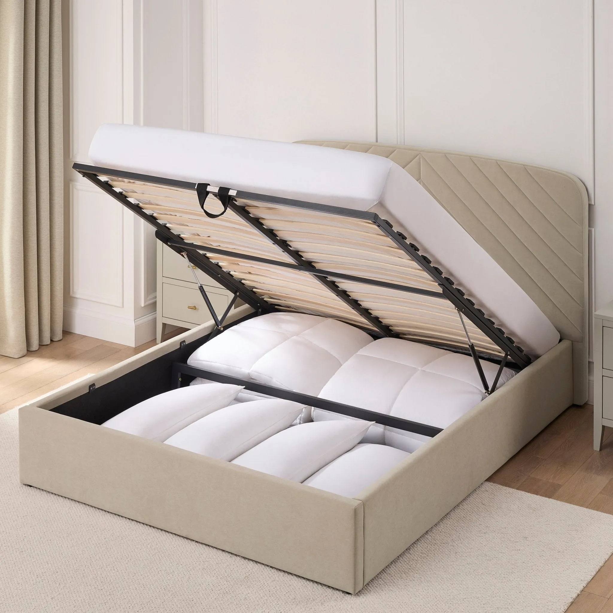 Charleston Ottoman Storage Bed -  Stone
