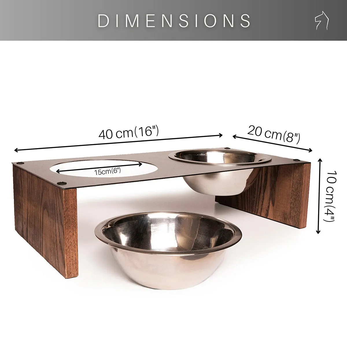 Dog bowl raised with wood legs