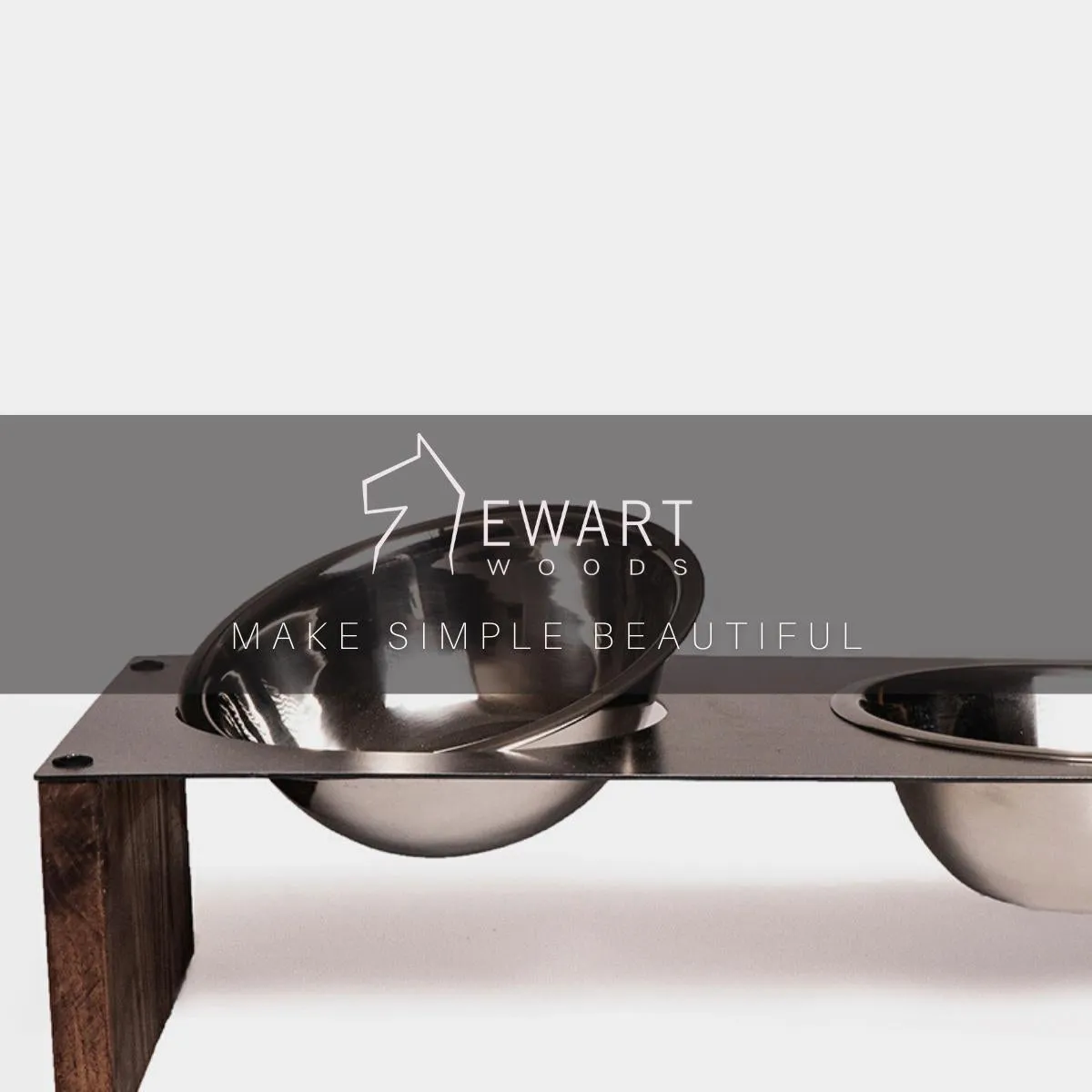 Dog bowl raised with wood legs