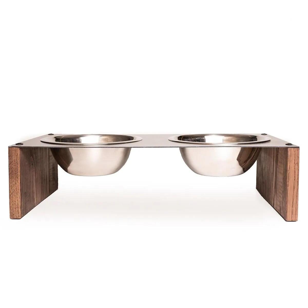 Dog bowl raised with wood legs