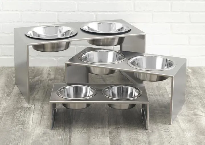 Dog Diner-Slate Stainless Steel Double Diner