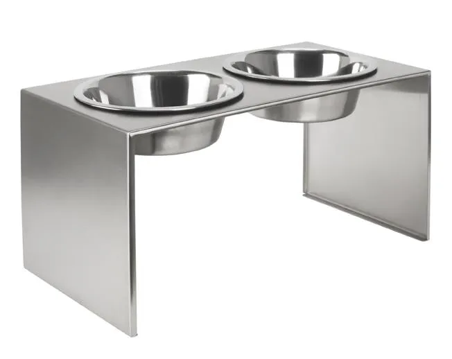 Dog Diner-Slate Stainless Steel Double Diner