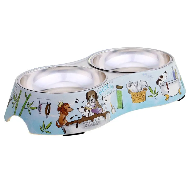 Doggy Day Spa Double Serve Bamboo Fiber Pet Bowl with Stainless Steel Insert