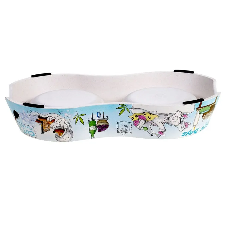 Doggy Day Spa Double Serve Bamboo Fiber Pet Bowl with Stainless Steel Insert