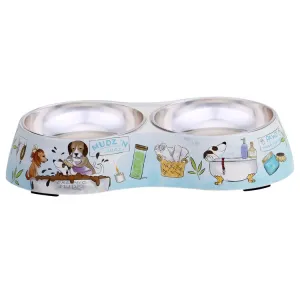 Doggy Day Spa Double Serve Bamboo Fiber Pet Bowl with Stainless Steel Insert