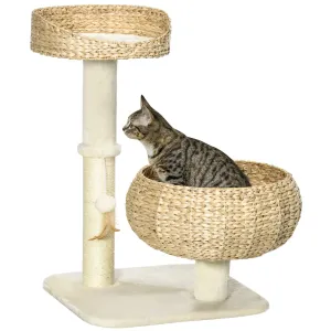 Elegant Cat Tree with Two Beds - Beige