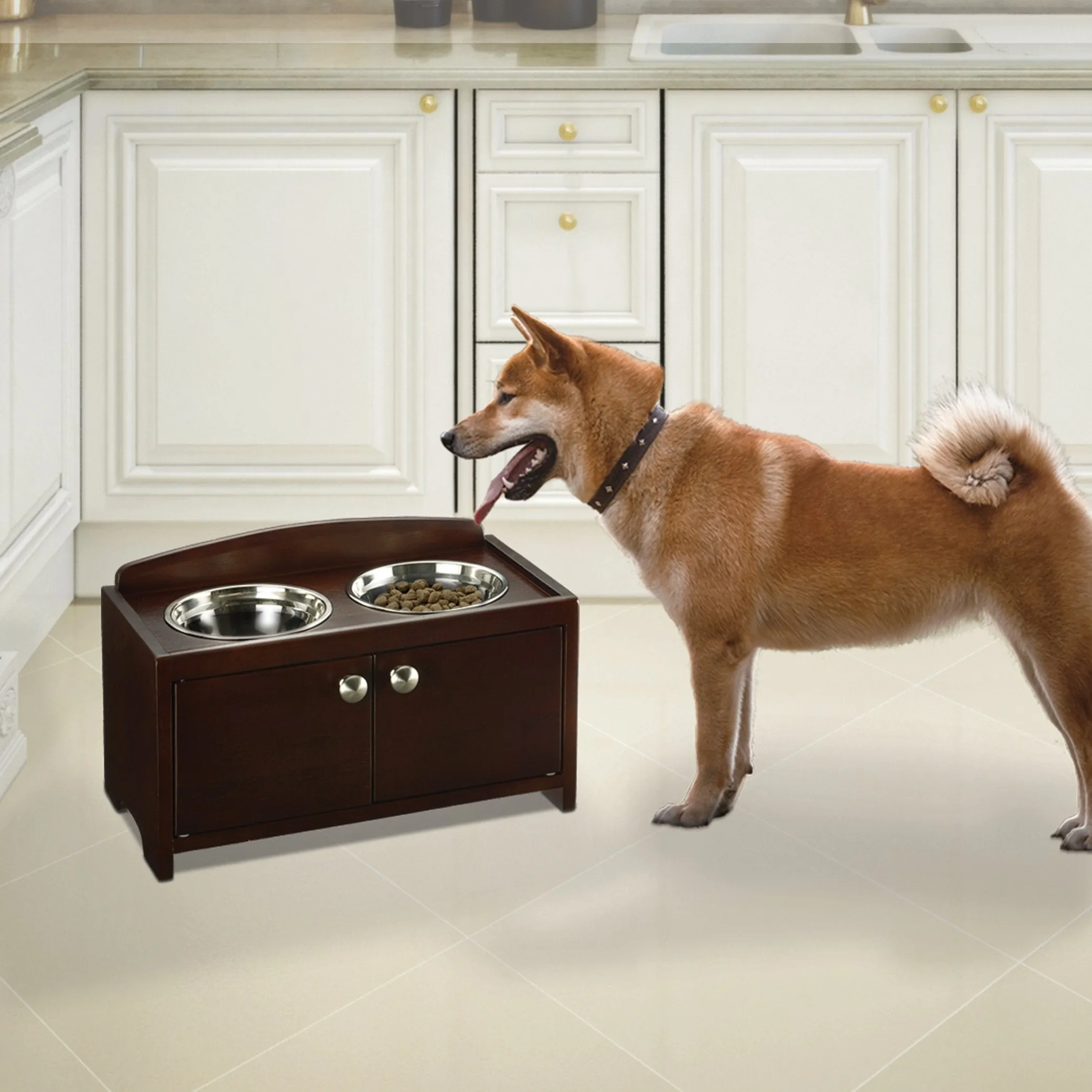 Elegant Wooden Pet Feeder - Richell