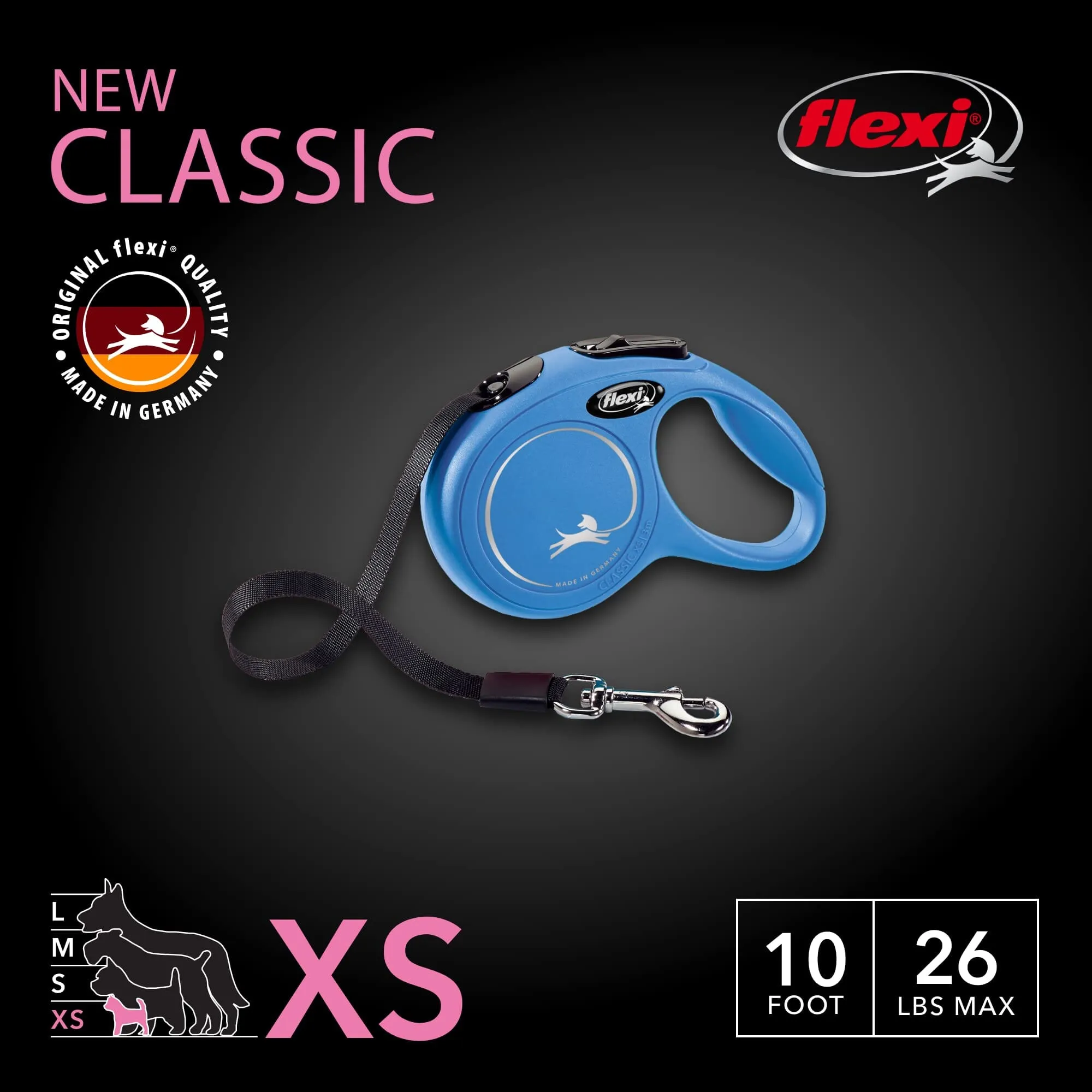 Flexi New Comfort Classic Retractable Dog Leash - Neon - Extra Small - 10 Feet