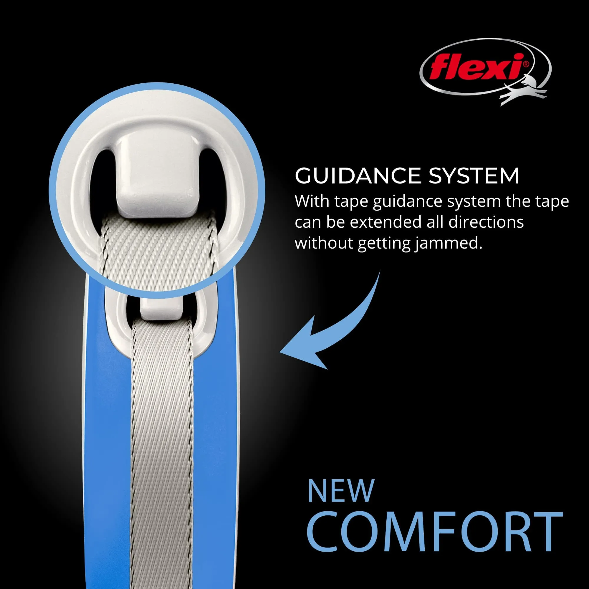 Flexi New Comfort Tape Rectractable Dog Leash - 33 Lbs - Blue - Small - 16 Feet