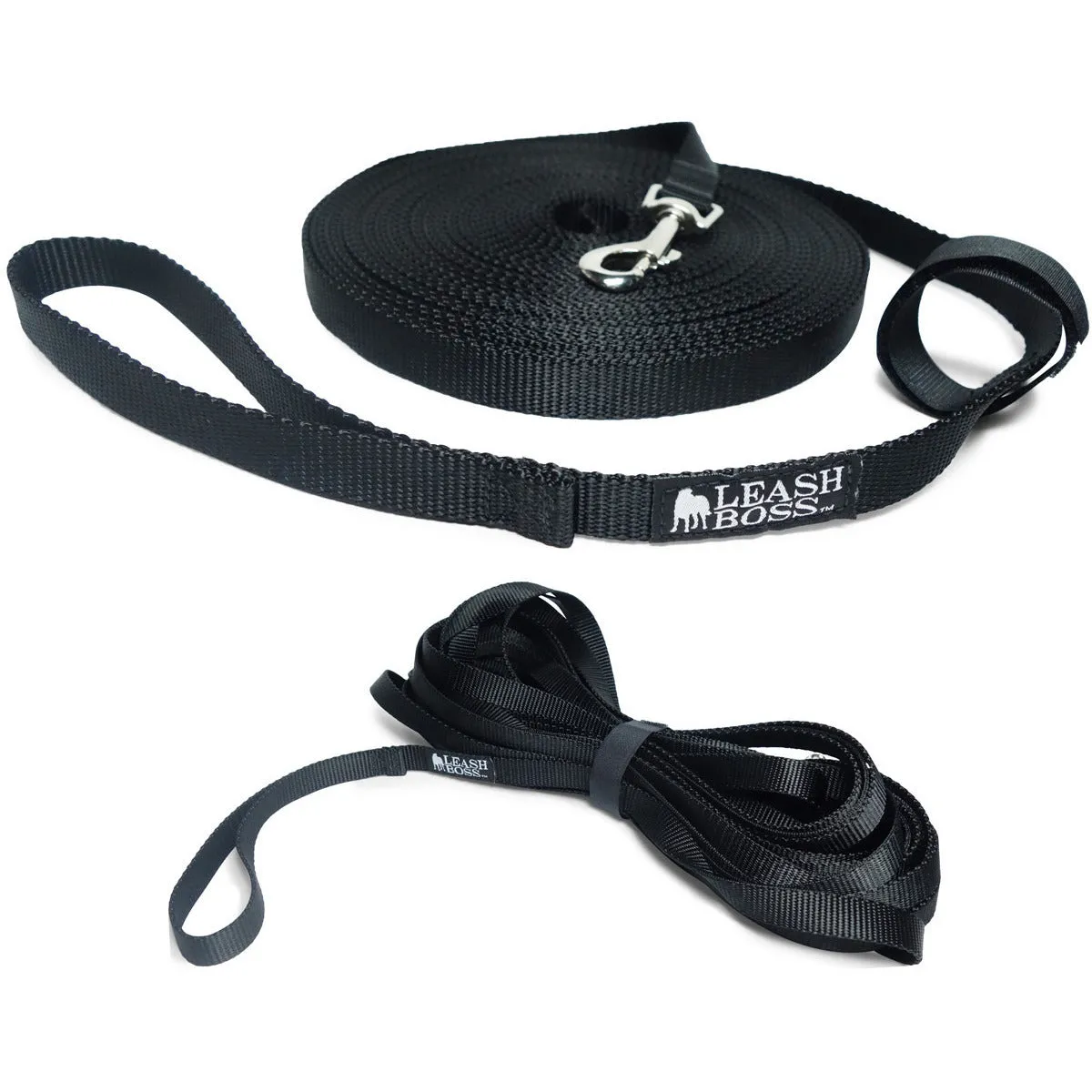 Long Trainer - 50 Foot 3/4 Inch Lead - Nylon Dog Training Leash with Storage Strap