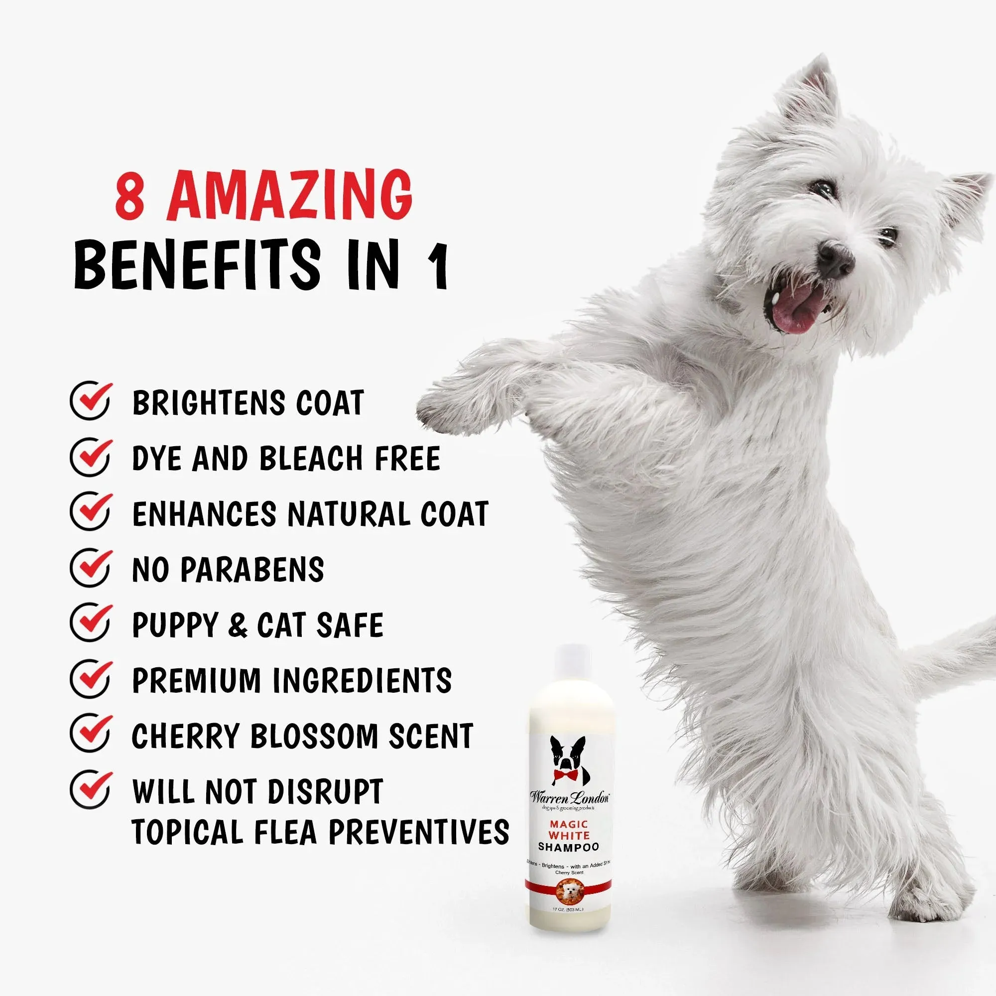 Magic White Brightening Dog Shampoo - Cherry Scented