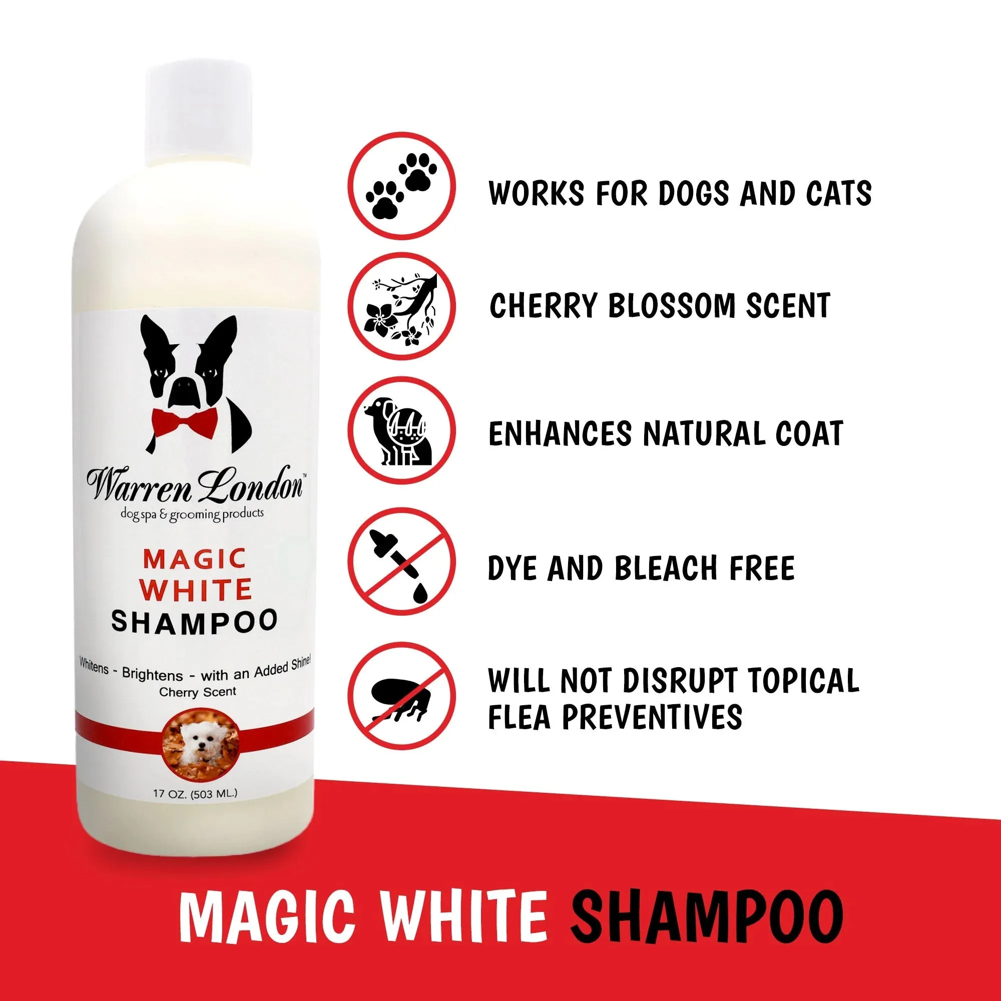 Magic White Brightening Dog Shampoo - Cherry Scented