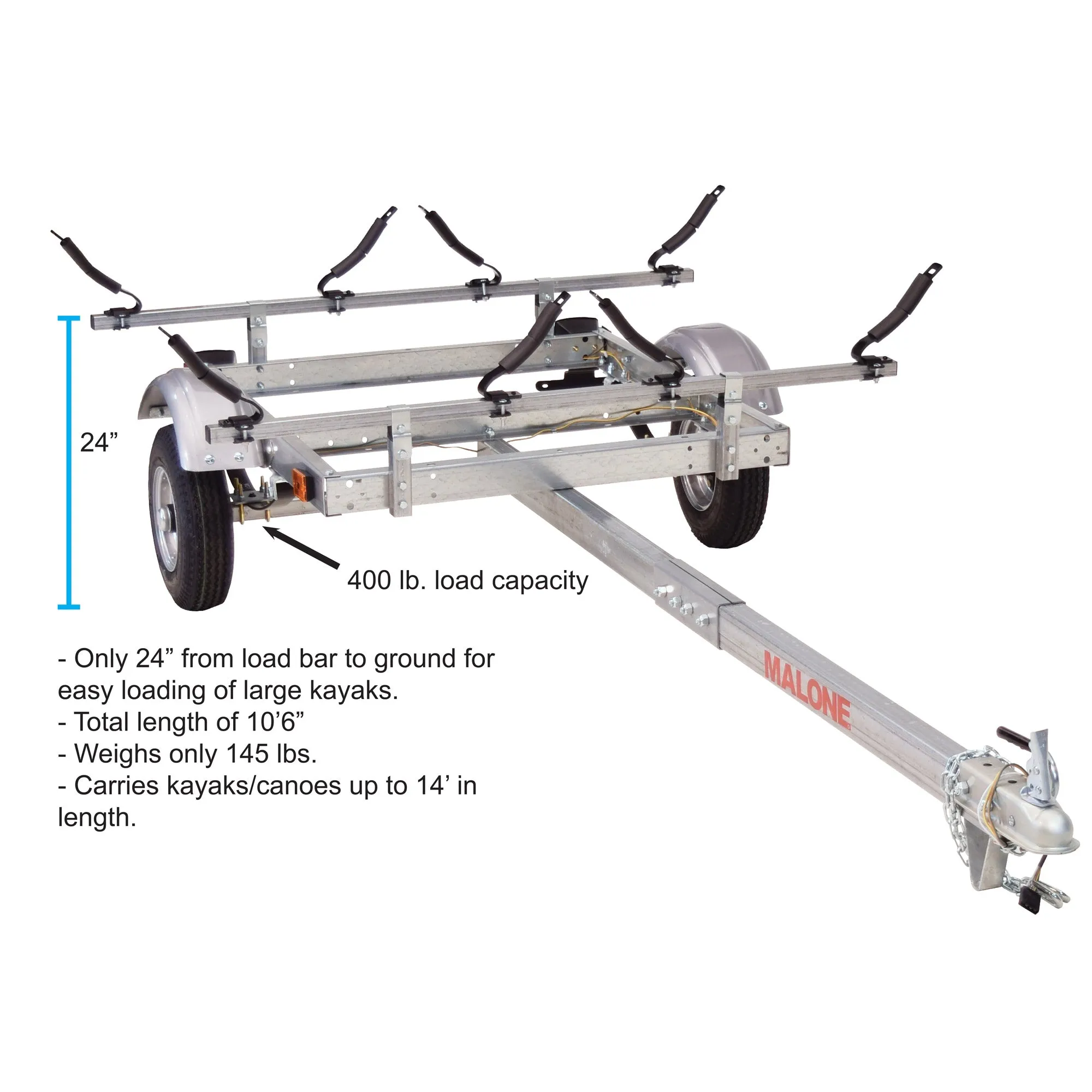 Malone EcoLight 2-Boat V-Rack Kayak Trailer Package - MPG586XV