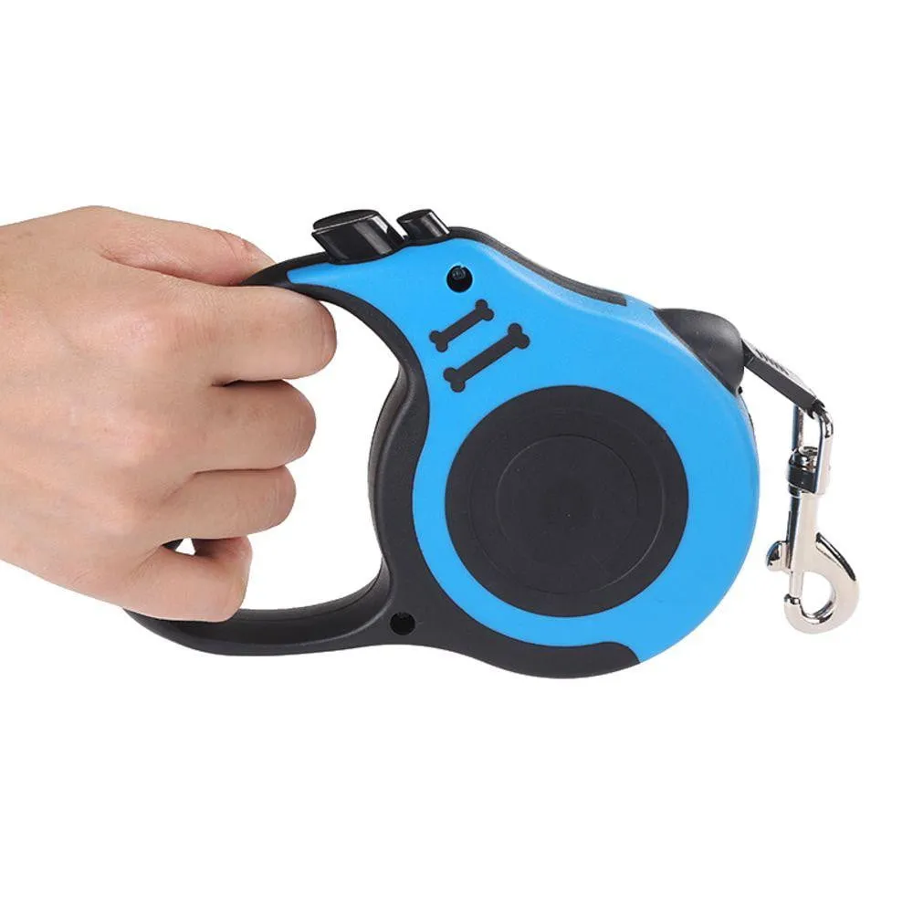 Retractable Strong Nylon Dog Leash with Comfortable Hand Grip, One Button Brake, Pause & Lock