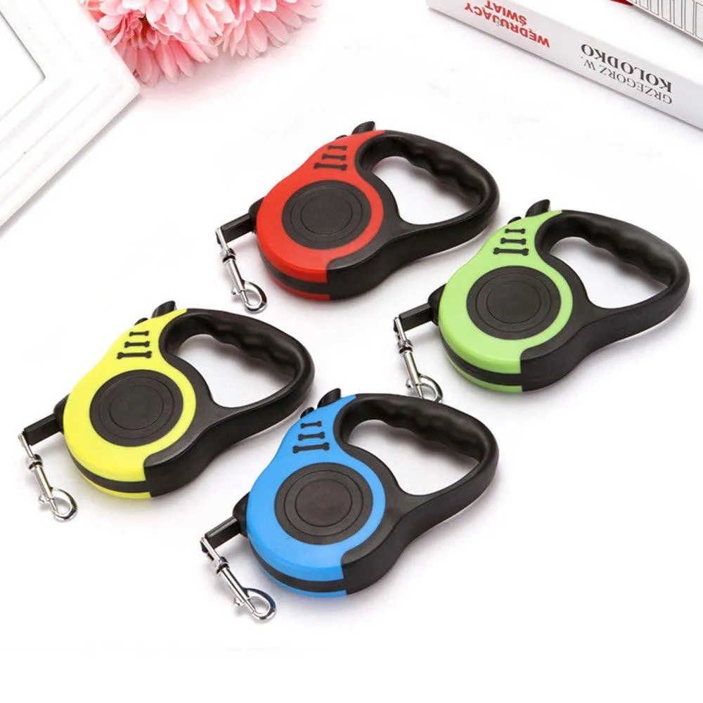 Retractable Strong Nylon Dog Leash with Comfortable Hand Grip, One Button Brake, Pause & Lock