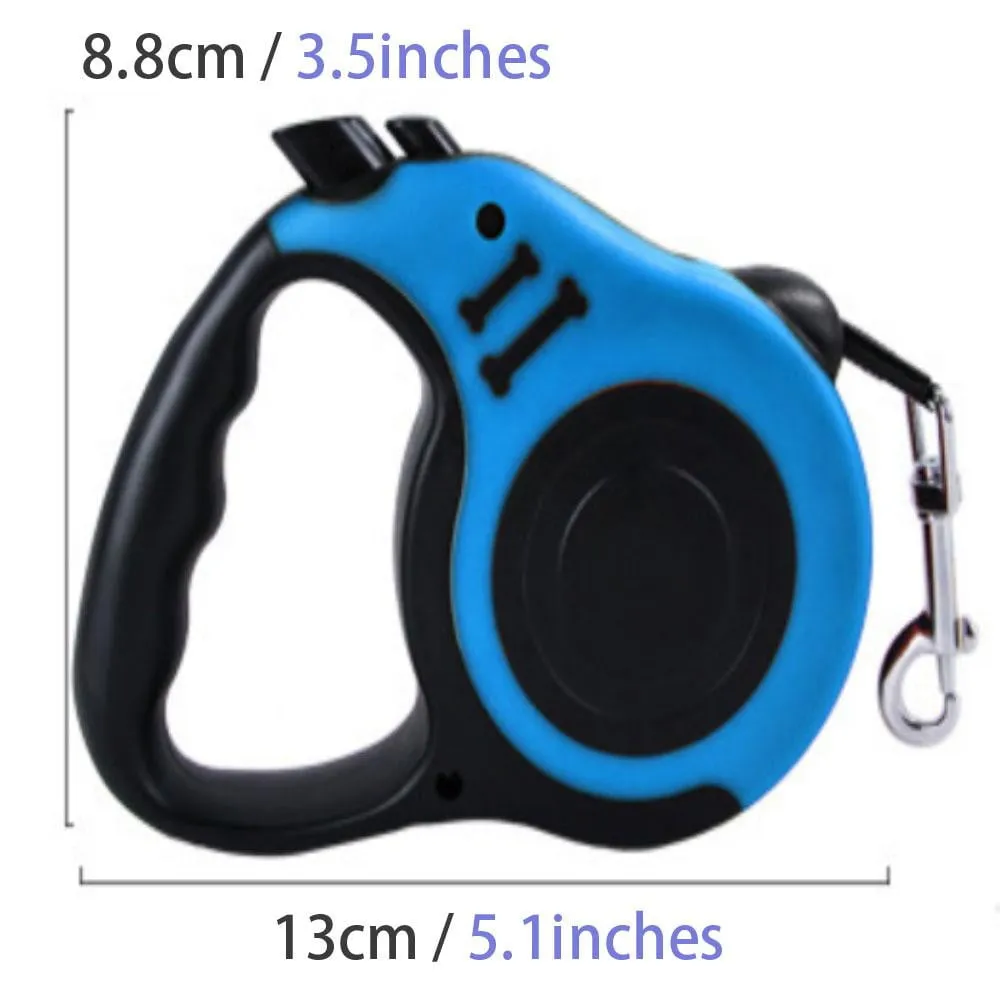Retractable Strong Nylon Dog Leash with Comfortable Hand Grip, One Button Brake, Pause & Lock