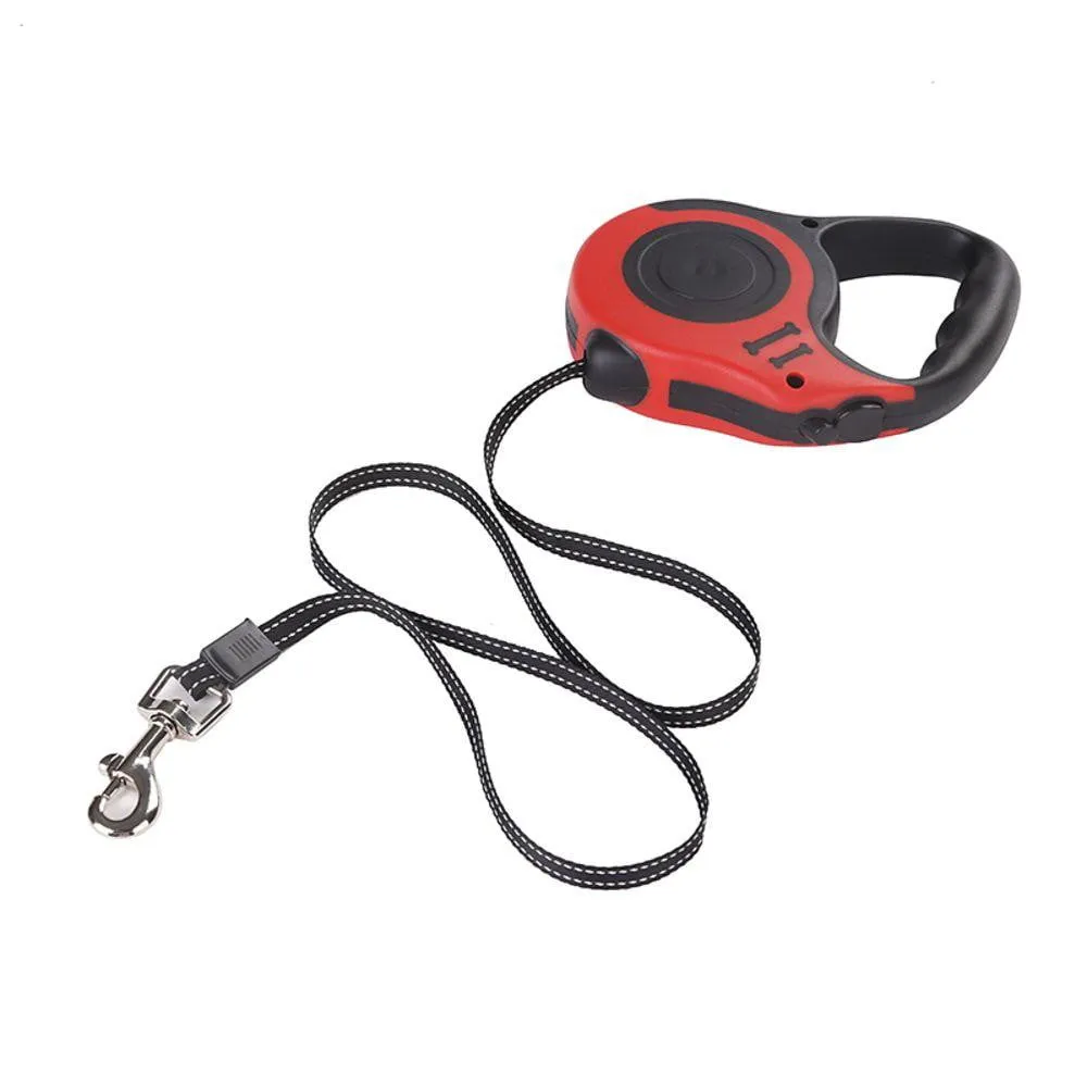Retractable Strong Nylon Dog Leash with Comfortable Hand Grip, One Button Brake, Pause & Lock