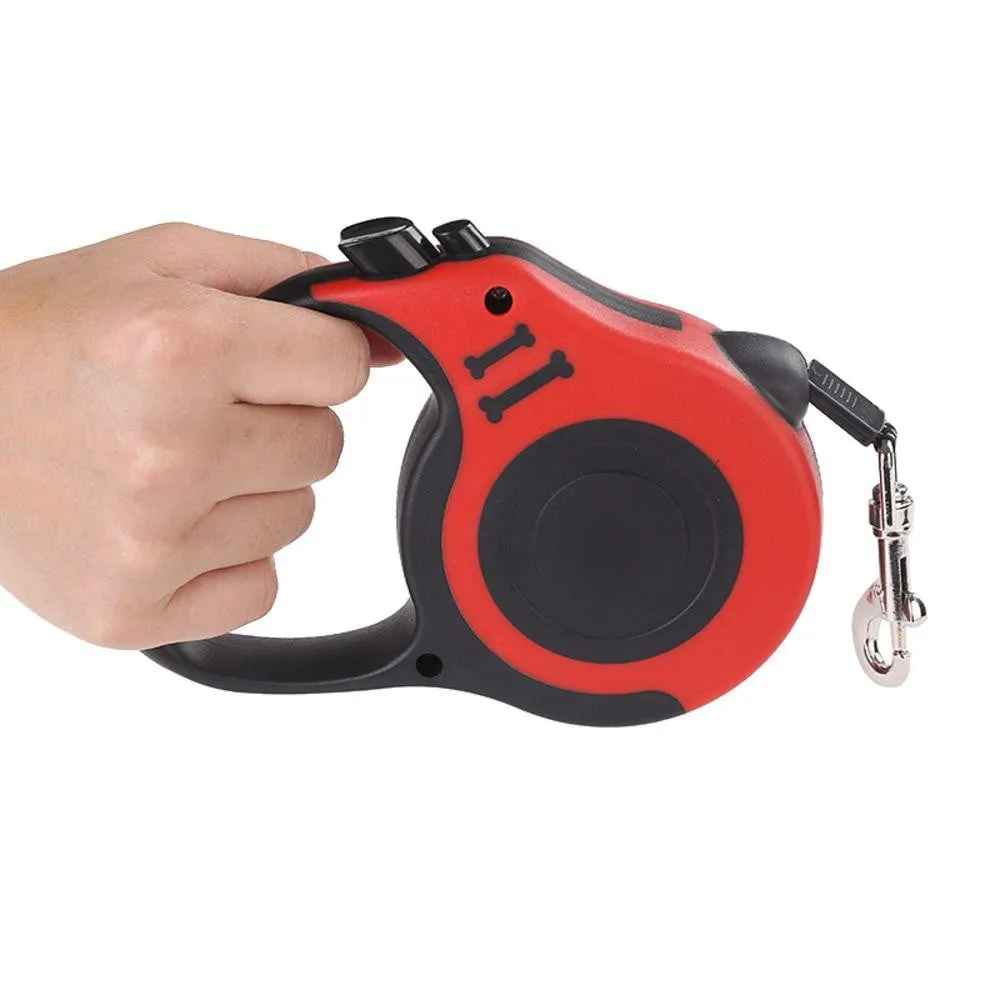 Retractable Strong Nylon Dog Leash with Comfortable Hand Grip, One Button Brake, Pause & Lock
