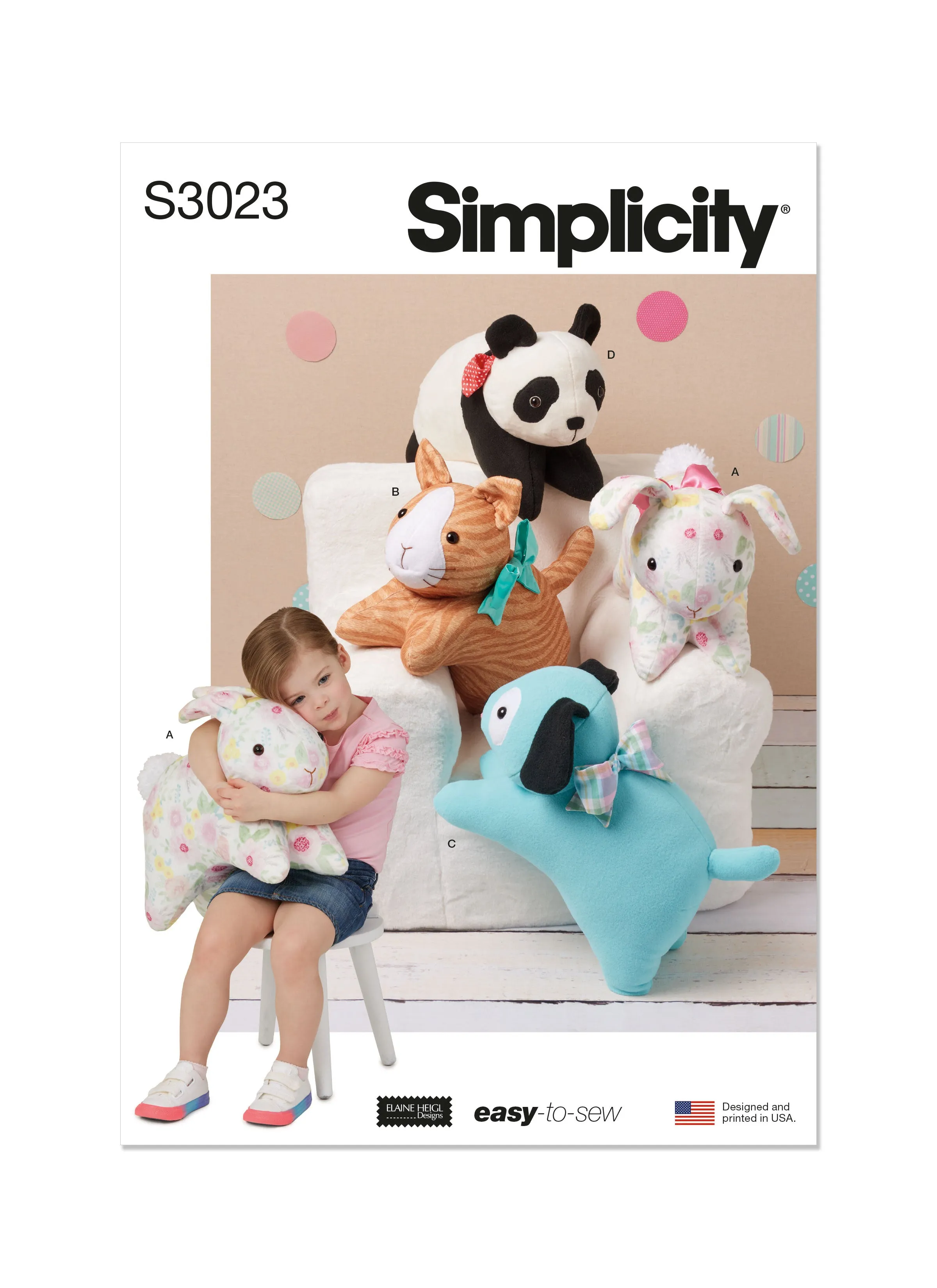 Simplicity Sewing Pattern 3023 Plush Pets by Elaine Heigl Designs