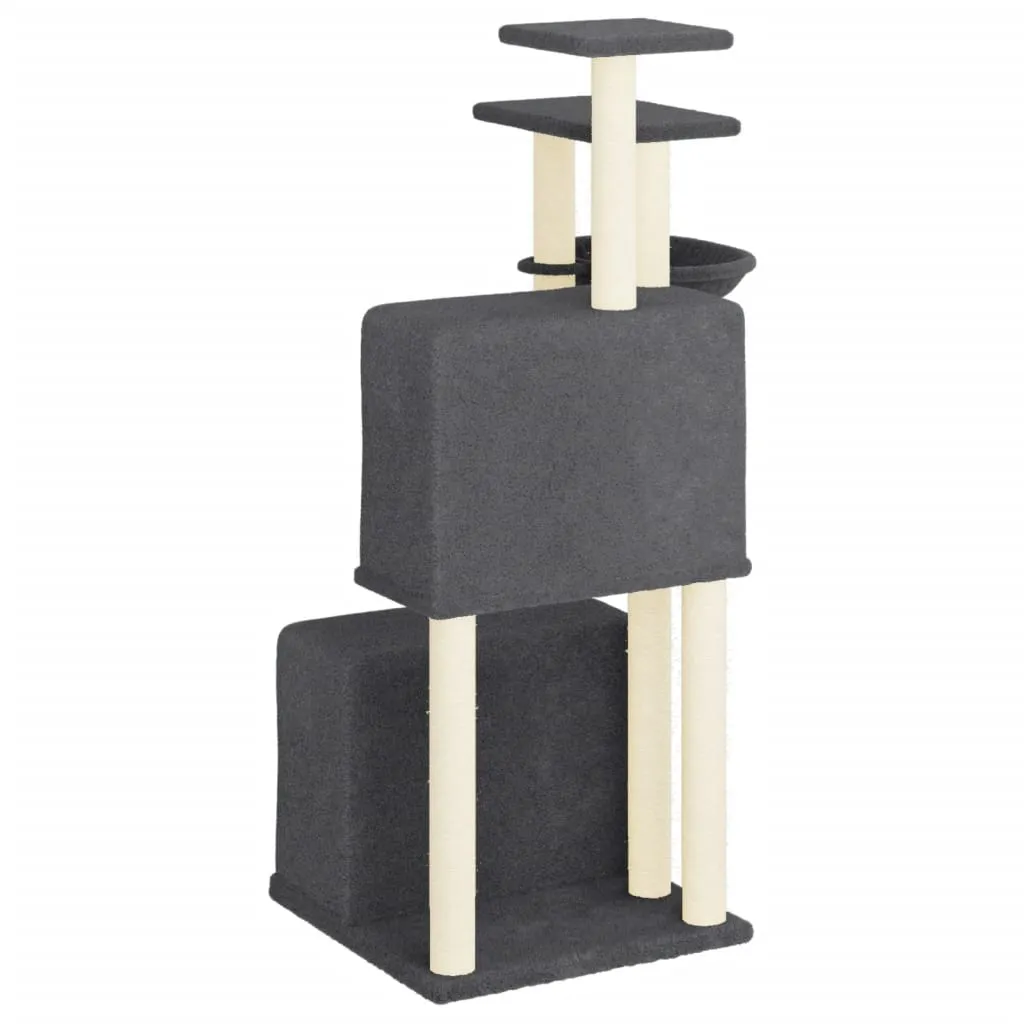 vidaXL Cat Tree with Sisal Scratching Posts Dark Grey 122 cm