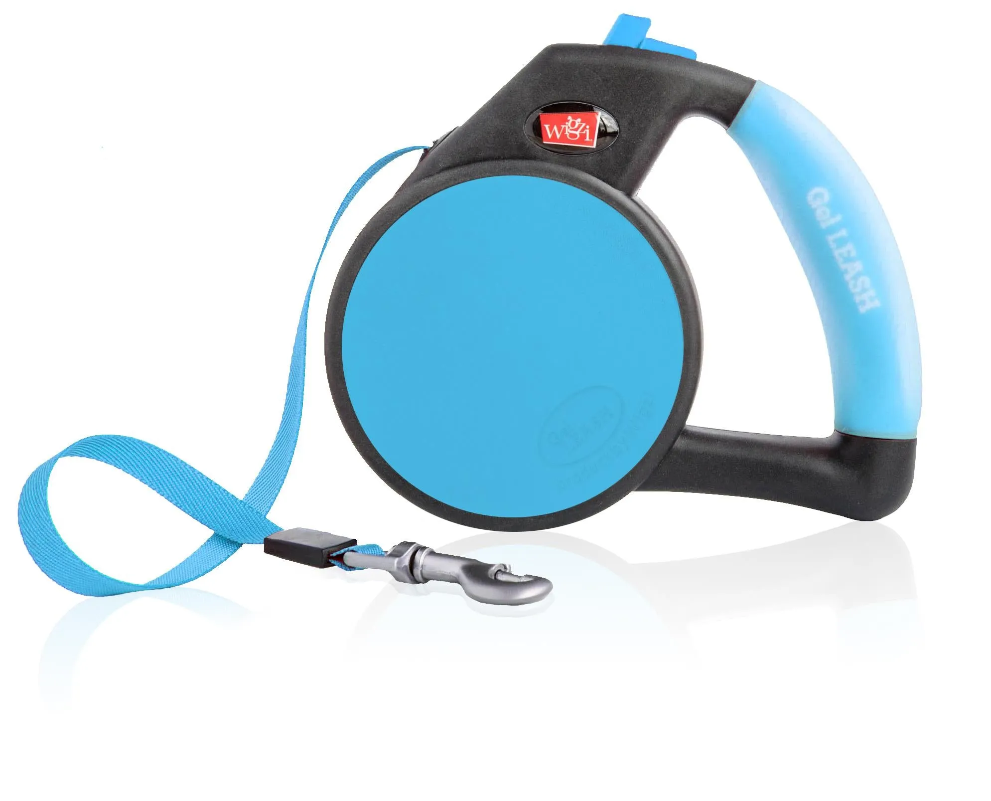 Wigzi Gel Handle Gripped Tape Retractable Nylon Dog Leash - Blue - Large - Up to 16 Feet